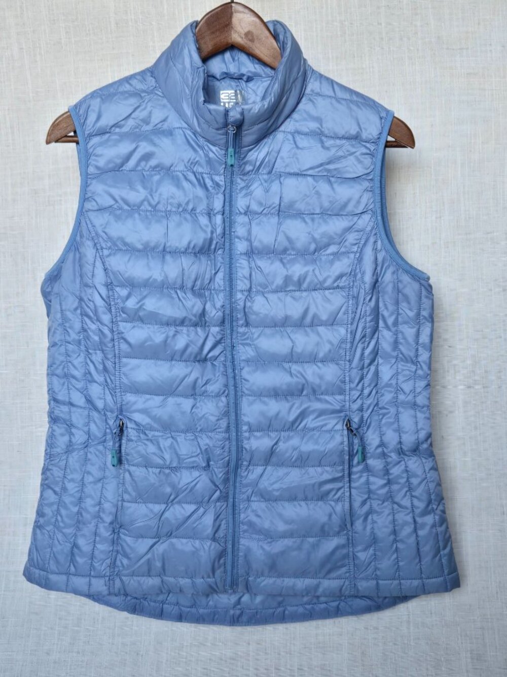 32 Degrees Heat Light Blue Women's Packable Puffer Vest Size L Like New